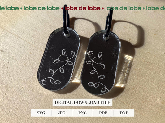 Lightbulb Christmas Laser Engraved Earrings Digital Download