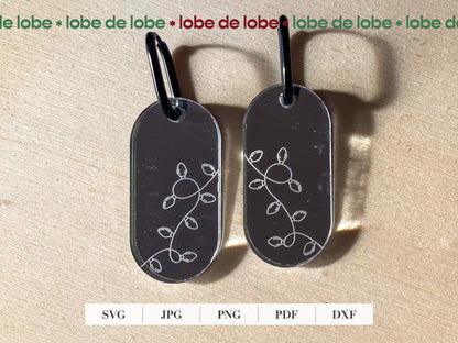 Lightbulb Christmas Laser Engraved Earrings Digital Download