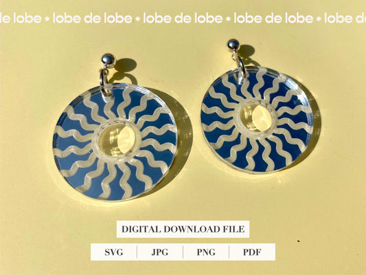 Grecian Sun Laser Engraved Earrings Digital Download