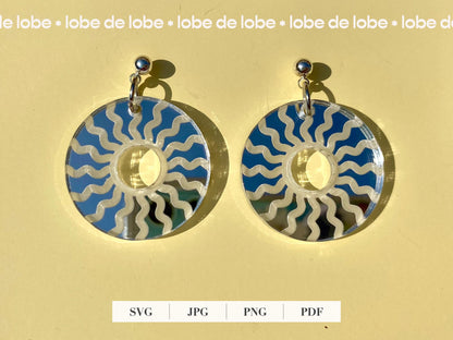 Grecian Sun Laser Engraved Earrings Digital Download