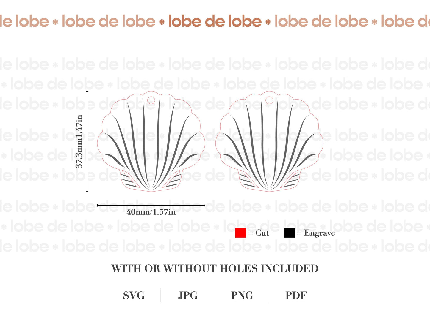 Clam Shell Coastal Laser Engraved Earrings Digital Download