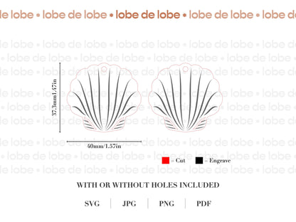 Clam Shell Coastal Laser Engraved Earrings Digital Download