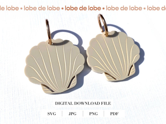 Clam Shell Coastal Laser Engraved Earrings Digital Download
