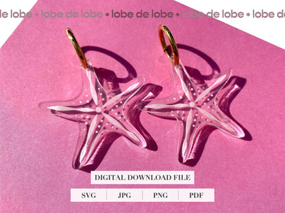 Starfish Summer Beach Laser Engraved Earrings Digital Download