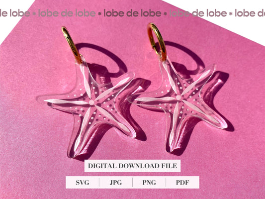 Starfish Summer Beach Laser Engraved Earrings Digital Download