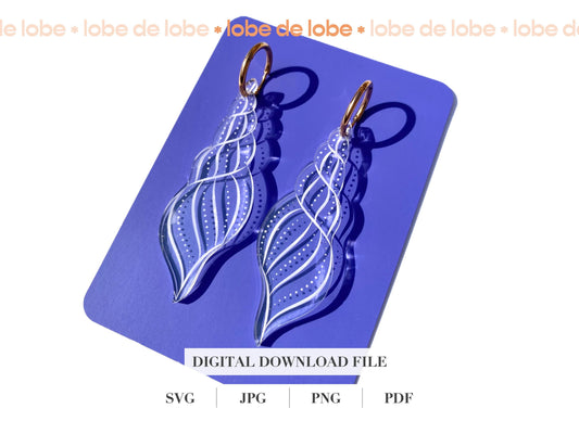 Spiral Seashell Laser Engraved Earrings Digital Download