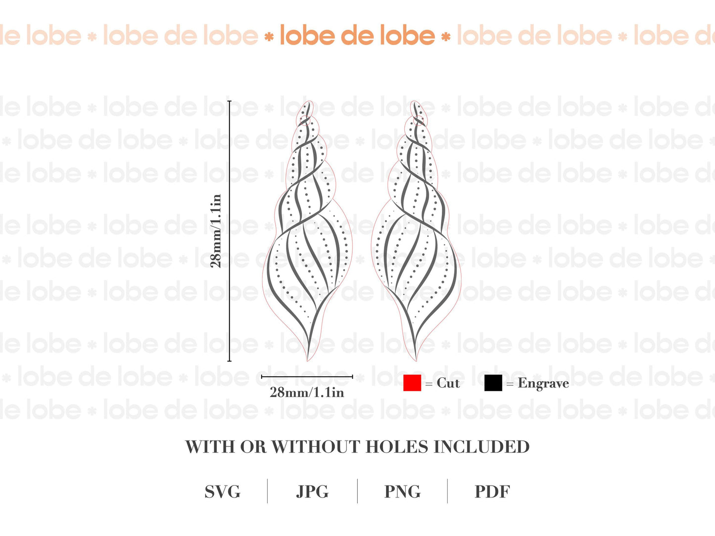 Spiral Seashell Laser Engraved Earrings Digital Download
