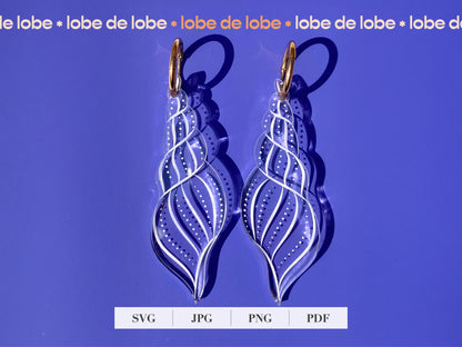 Spiral Seashell Laser Engraved Earrings Digital Download