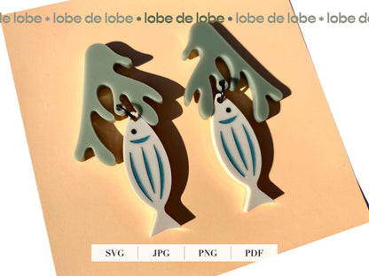 Summer Beach Ocean Bundle Laser Engraved Earrings Digital Download