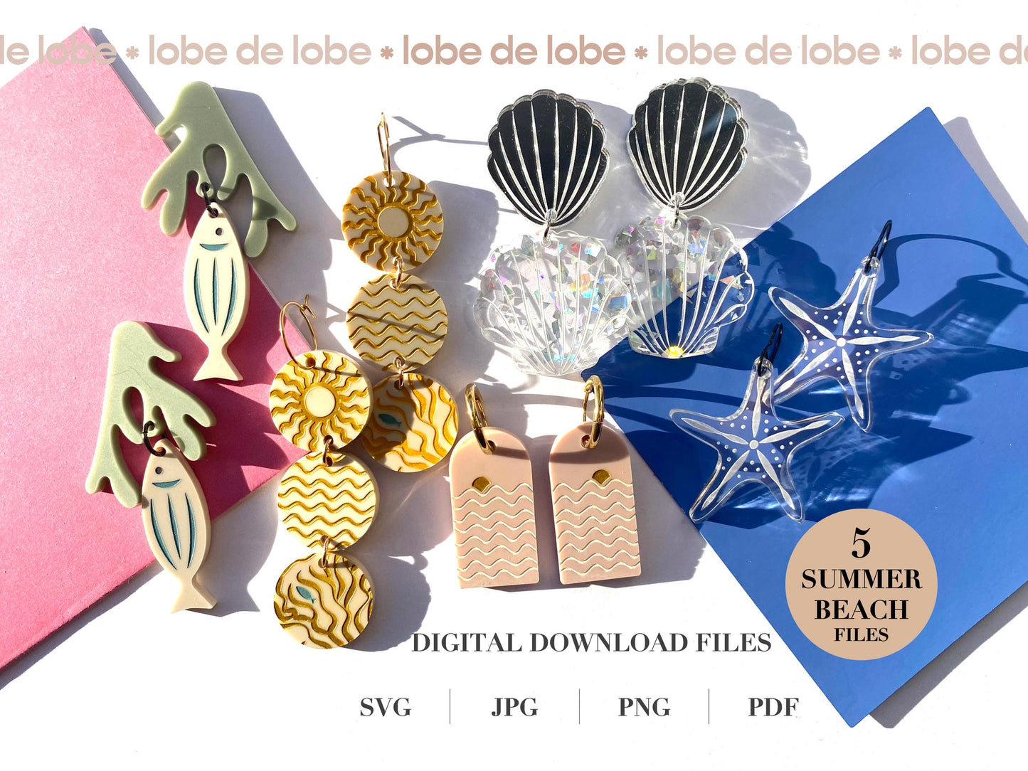 Summer Beach Ocean Bundle Laser Engraved Earrings Digital Download