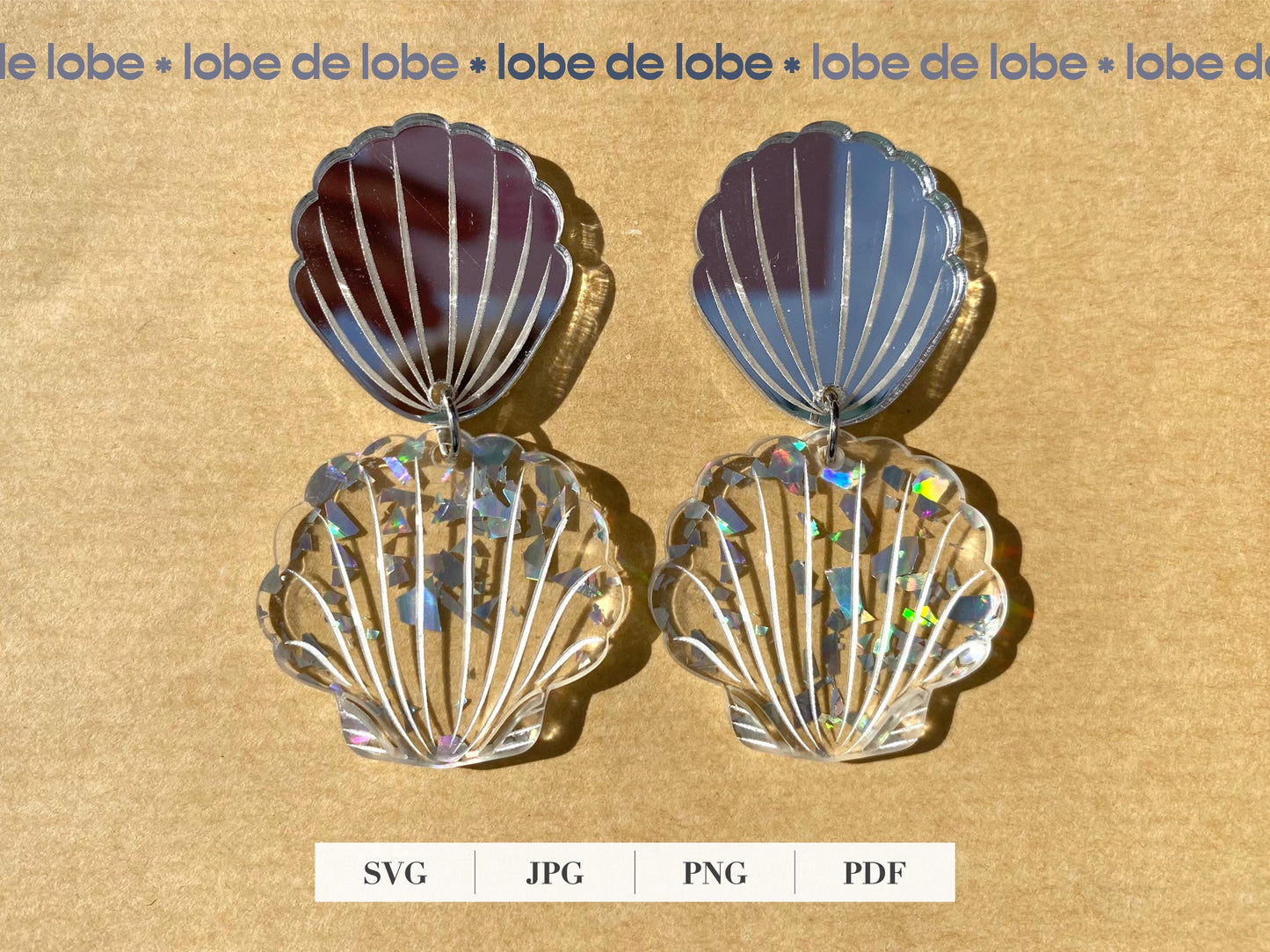 Sea Shell Dangle Laser Engraved Earrings Digital Download