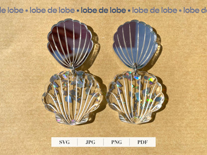 Sea Shell Dangle Laser Engraved Earrings Digital Download