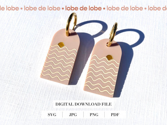 Sun and Ocean Abstract Laser Engraved Earrings Digital Download