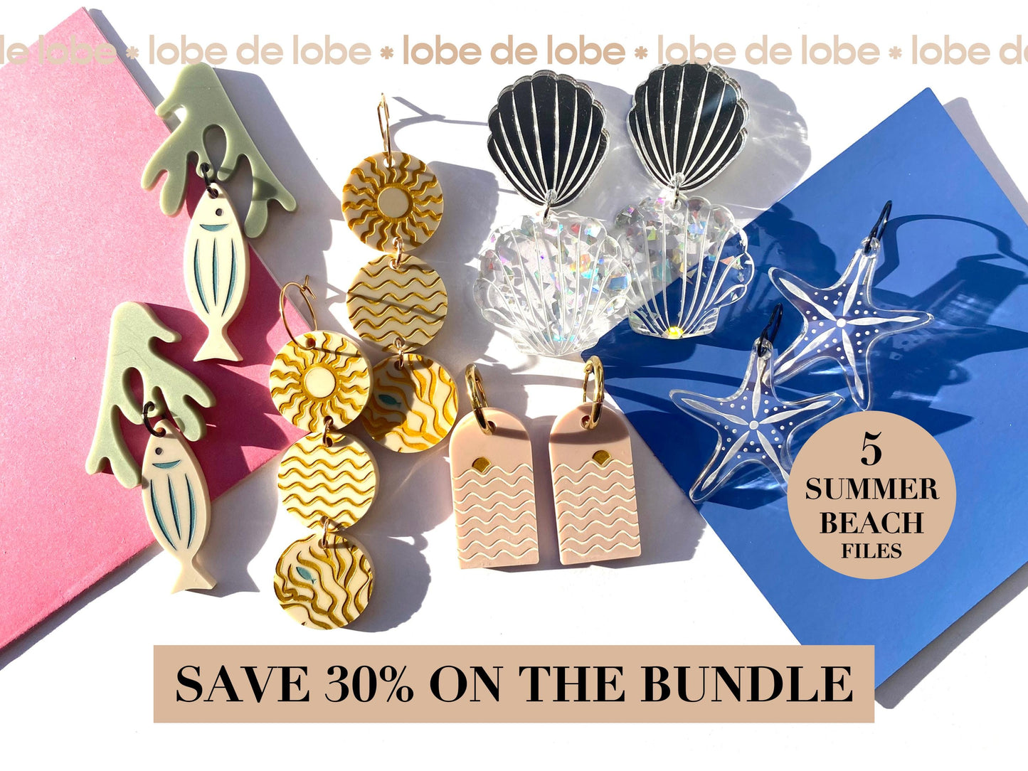 Sun and Ocean Abstract Laser Engraved Earrings Digital Download