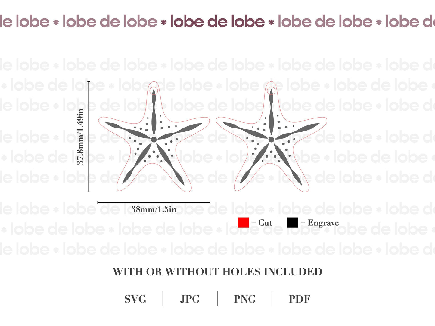 Starfish Summer Beach Laser Engraved Earrings Digital Download