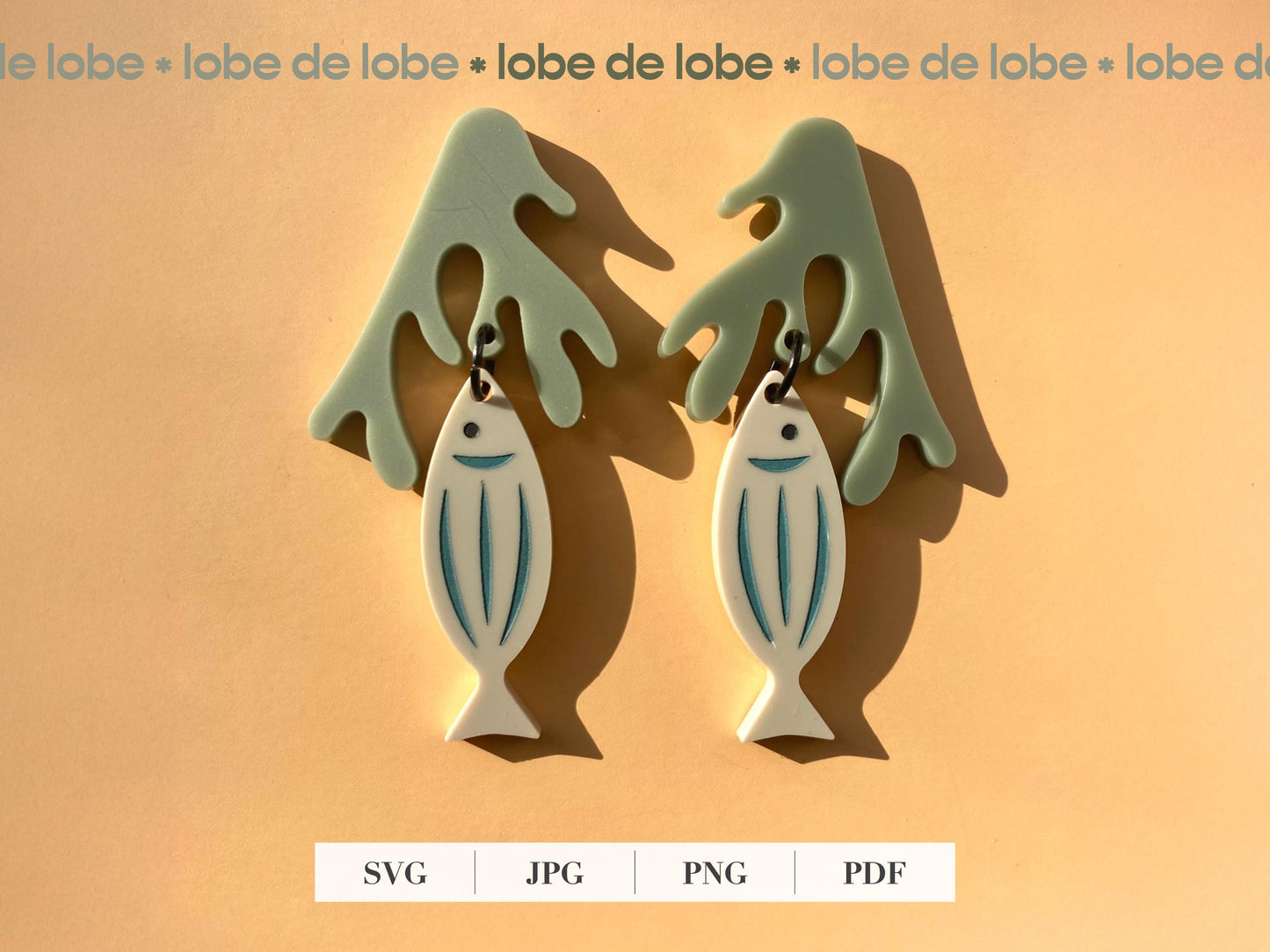 Sardine Fish Coral Laser Engraved Earrings Digital Download