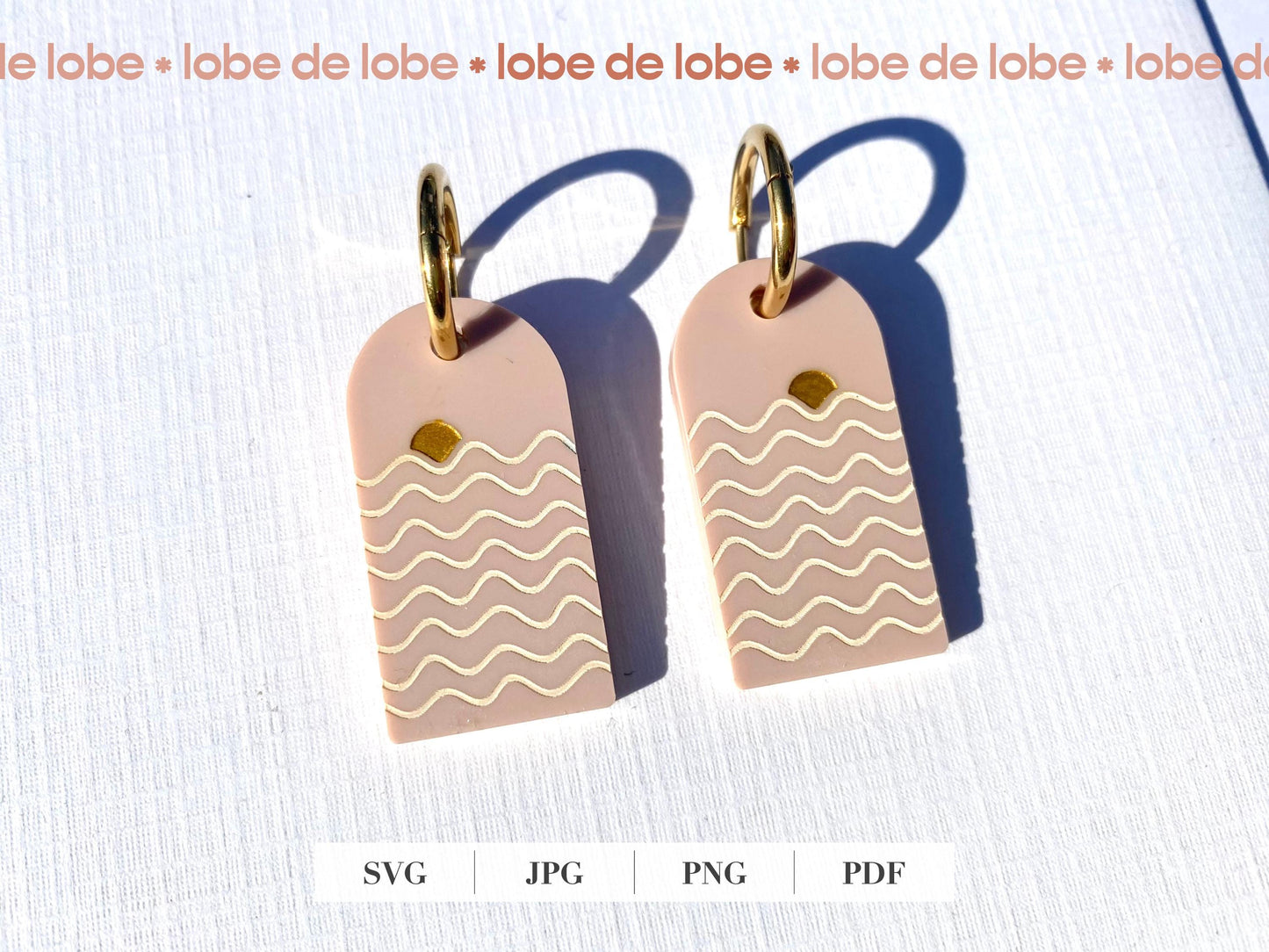 Sun and Ocean Abstract Laser Engraved Earrings Digital Download