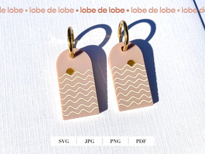 Sun and Ocean Abstract Laser Engraved Earrings Digital Download