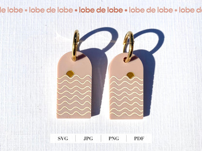 Sun and Ocean Abstract Laser Engraved Earrings Digital Download