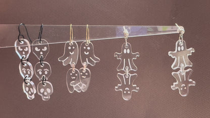 Cutie Ghost Halloween Dangle Laser Engraved Earrings Digital Download